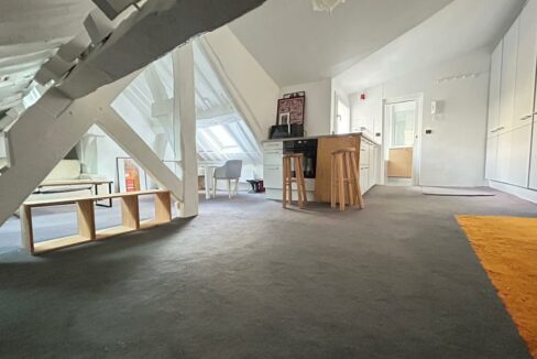 vue sur cuisine, salle de bain